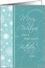 Christmas Happy Birthday Card - Turquoise Snowflakes card