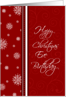 Christmas Eve Happy Birthday Card - Red & White Snowflakes card