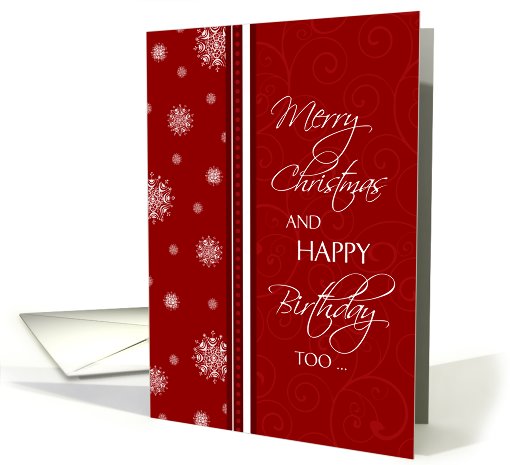 Christmas Happy Birthday Card - Red & White Snowflakes card (718167)