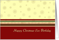 Christmas Eve Happy Birthday Card - Red, Yellow & Green Snowflakes card