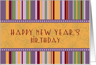 New Year’s Happy Birthday Card - Retro Stripes card