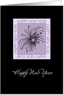 Happy New Year Card - Black & Purple Fireworks card