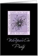 New Year’s Eve Party Invitation Card - Black & Purple Fireworks card
