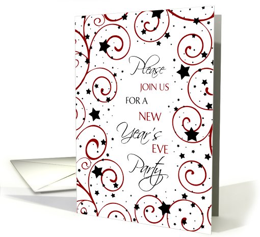 Business New Year's Eve Party Invitation Card - Red, Black... (718862)