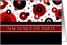 New Year’s Eve Party Invitation Card - Red, Black & White Dots card