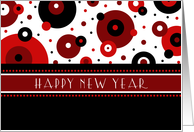 Business Happy New Year for Customer Card - Red, Black & White Dots card