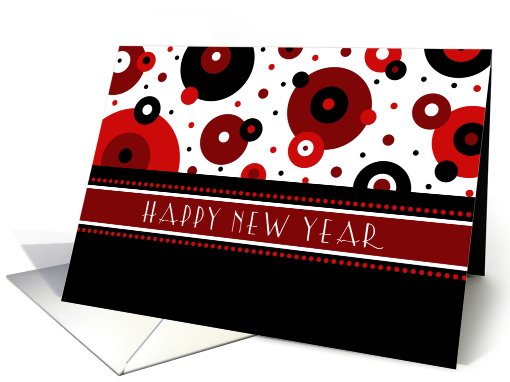 Happy New Year for Teacher Card - Red, Black & White Dots card