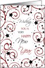 Business Happy New Year for Employee Card - Red, Black & White Stars card