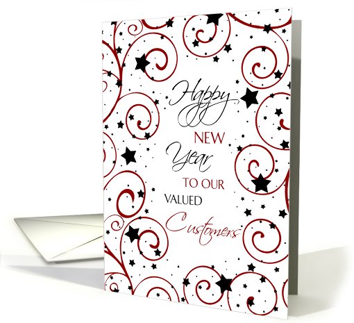 Business Happy New Year for Customer Card - Red, Black &... (718905)