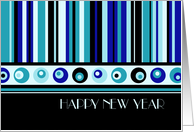 Business Happy New Year for Employee Card - Blue & Black Stripes card