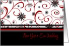 New Year’s Eve Wedding Invitation Card - Red, Black & White Snowflakes card