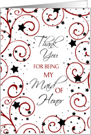 Maid of Honor New Year’s Eve Wedding Thank You Card - Stars & Swirls card
