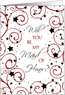 Maid of Honor New Year’s Eve Wedding Invitation Card - Stars & Swirls card