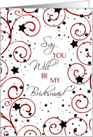 Bridesmaid New Year’s Eve Wedding Invitation Card - Stars & Swirls card