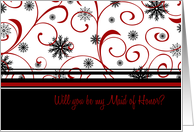 Maid of Honor Christmas Wedding Invitation Card - Snowflakes card