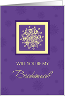 Bridesmaid Christmas Wedding Invitation Card - Purple Snowflakes card