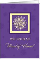 Maid of Honor Christmas Wedding Invitation Card - Purple Snowflakes card