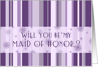 Maid of Honor Christmas Wedding Invitation Card - Purple Stripes card