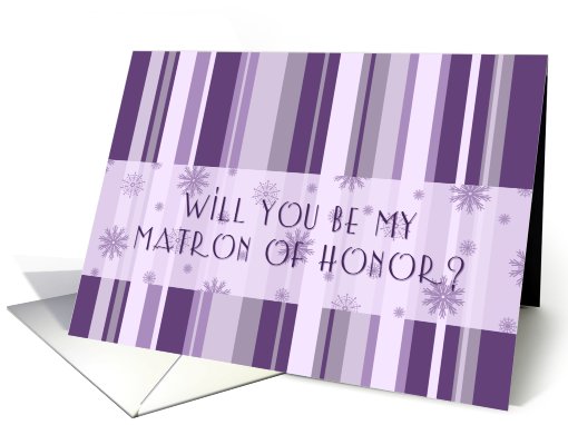 Matron of Honor Winter Wedding Invitation Card - Purple Stripes card