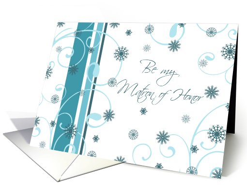 Matron of Honor Winter Wedding Invitation Card - Turquoise... (721331)