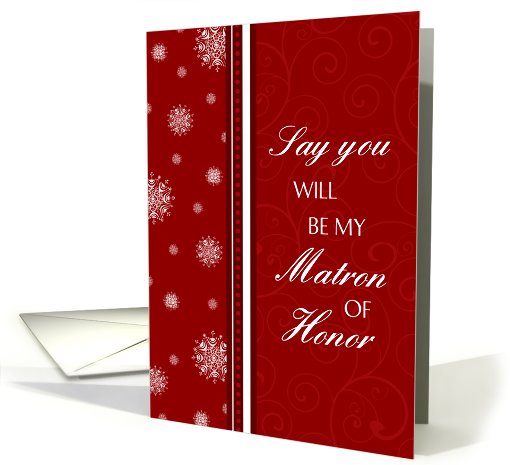 Matron of Honor Winter Wedding Invitation Card - Red &... (721346)