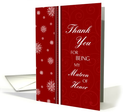 Matron of Honor Winter Wedding Thank You Card - Red &... (721862)