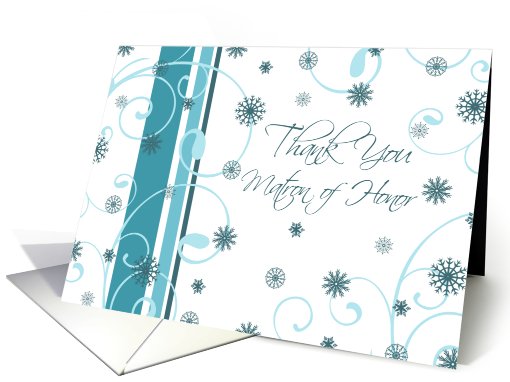 Matron of Honor Winter Wedding Thank You Card - Turquoise... (721867)