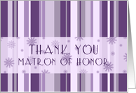 Matron of Honor Winter Wedding Thank You Card - Purple Stripes card