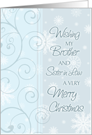 Merry Christmas Brother & Sister in Law Card - Blue & White Snowflakes card