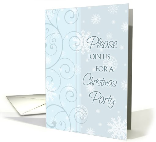 Christmas Party Invitation Card - Blue & White Snowflakes card