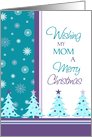 Merry Christmas Mom Card - Turquoise & Purple Christmas Trees card