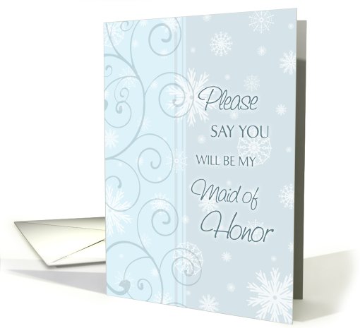 Winter Wedding Maid of Honor Invitation Card - Blue &... (725853)