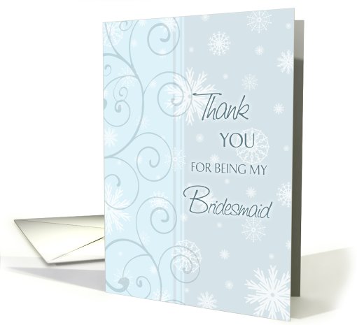 Winter Wedding Bridesmaid Thank You Card - Blue & White... (725863)