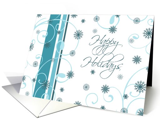 Happy Holidays Christmas Card - Turquoise & White Snowflakes card