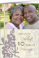 10th Wedding Anniversary Party Invitation Photo Card - Purple Flowers card