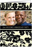 5th Wedding Anniversary Party Invitation Photo Card - Black & Yellow card
