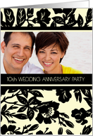 10th Wedding Anniversary Party Invitation Photo Card - Black & Yellow card