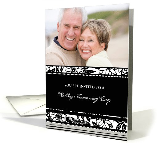 Wedding Anniversary Party Invitation Photo Card - Black & White card