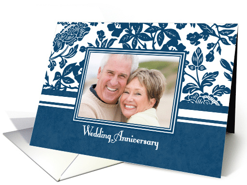 Wedding Anniversary Party Invitation Photo Card - Blue &... (729051)
