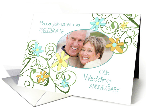 Wedding Anniversary Party Invitation Photo Card - Garden Flowers card