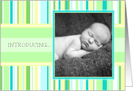 New Baby Announcement Photo Card - Pastel Stripes card