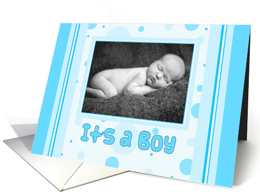 Boy Birth Announcement Photo Card - Blue Dots card (729567)