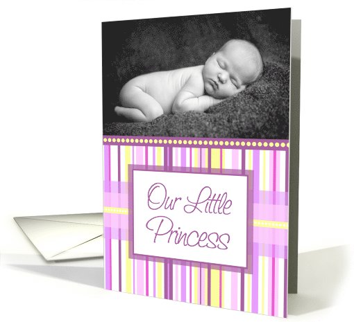Girl Birth Announcement Photo Card - Pink Stripes card (729972)