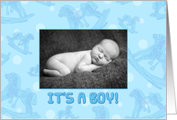 Boy Birth Announcement Photo Card - Pastel Flowers card
