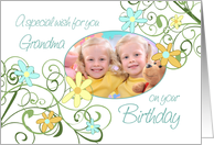Happy Birthday Grandma Photo Card - Garden Flowers card