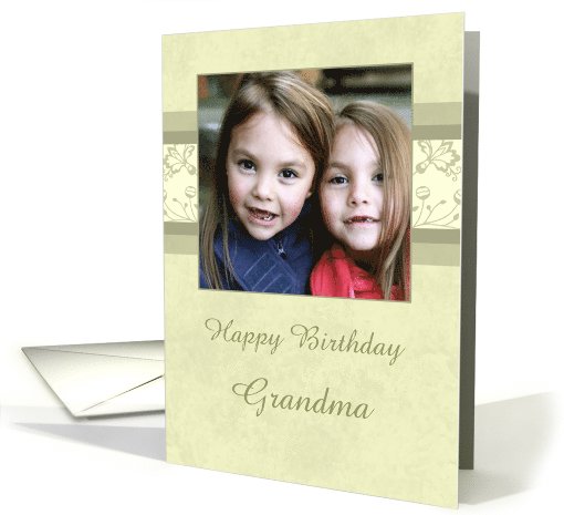 Happy Birthday Grandma Photo Card - Beige Floral card (730043)
