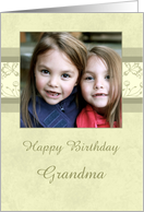 Happy Birthday Grandma Photo Card - Beige Floral card