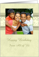 Happy Birthday from All of Us Photo Card - Beige Floral card