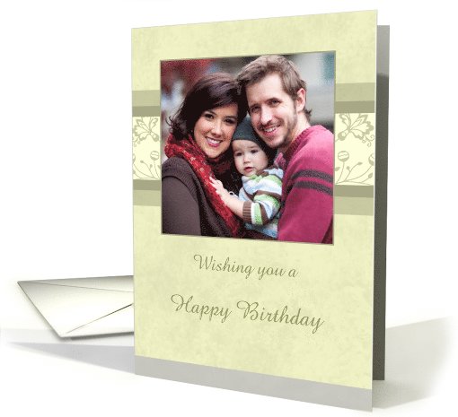 Happy Birthday Photo Card - Beige Floral card (730048)