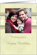 Happy Birthday Photo Card - Beige Floral card